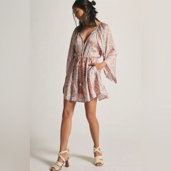 Anthropologie Dresses & Skirts - NWT Anthropologie Omika Bohemian Mini Tunic Dress Peach Tassel Drawstring Sz XL